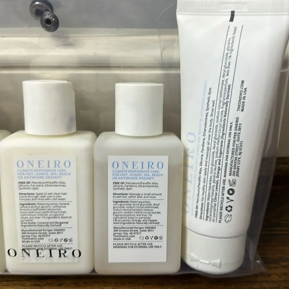 Brand New Oneiro Hair & Body Travel Set w/ Clear Travel Pouch